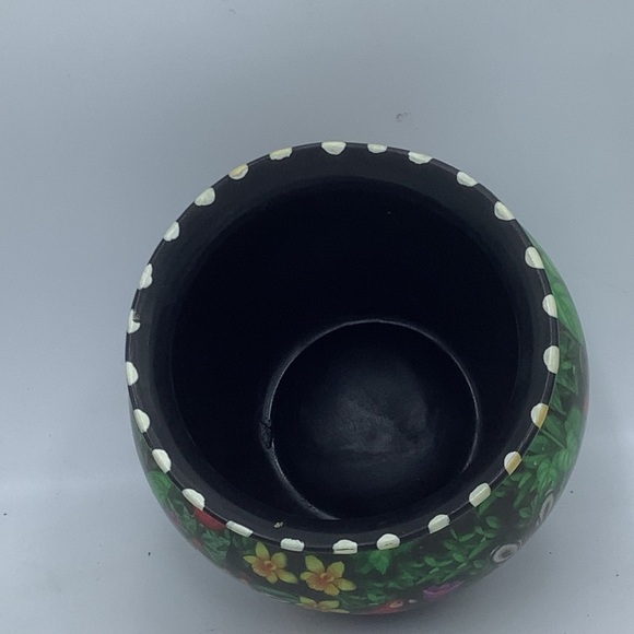 Decoupage Zebra/Giraffe Wildlife on Black Painted Glass Vase/Bowl - Picture 7 of 10